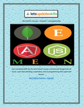 Best Python Courses   Tutorials  LetsUpdateskills
