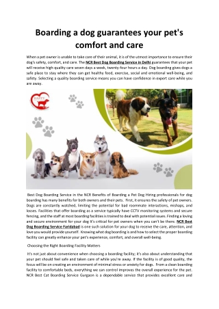 Boarding a dog guarantees your pet's comfort and care