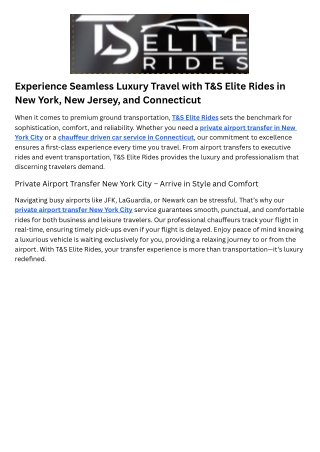 Chauffeur driven car service Connecticut