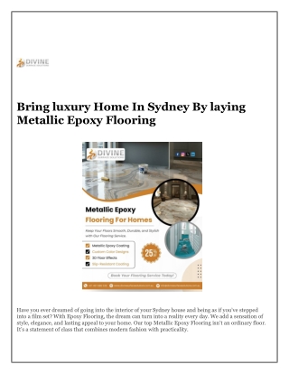 Bring luxury Home In Sydney By laying Metallic Epoxy Flooring