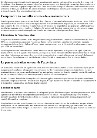 S'adapter aux nouvelles attentes des consommateurs par rapport à leur expérience