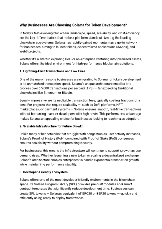 Why Businesses Are Choosing Solana for Token Development