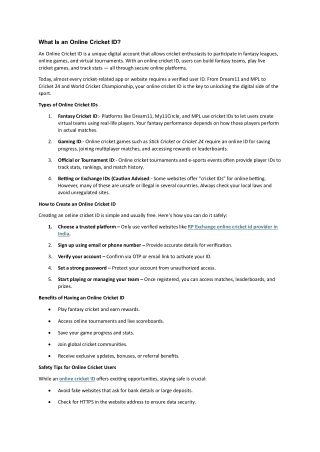 What Is an Online Cricket ID