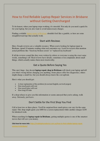 How to Find Reliable Laptop Repair Services in Brisbane