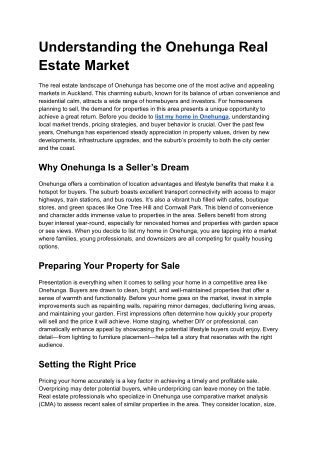 list my home in Onehunga