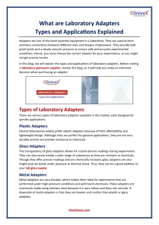 What are Laboratory Adapters - Types and Applications Explained