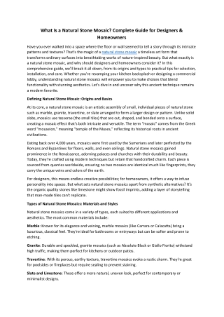 What Is a Natural Stone Mosaic