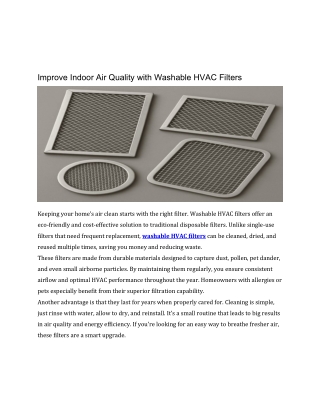 Improve Indoor Air Quality with Washable HVAC Filters