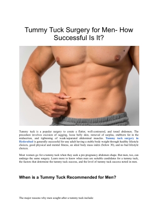 Tummy Tuck Surgery for Men- How Successful Is It_