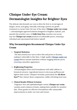 Clinique Under‑Eye Cream_ Dermatologist Insights for Brighter Eyes