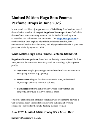 Limited Edition Hugo Boss Femme Perfume Drops in 2025