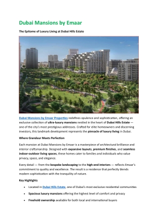 Dubai Mansions by Emaar