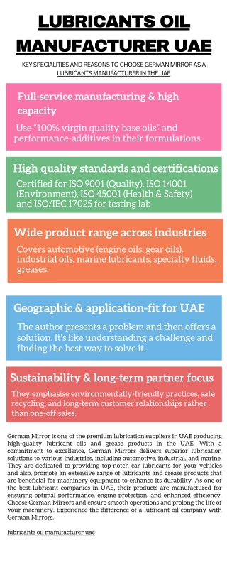 lubricants oil manufacturer UAE