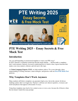 PTE Writing 2025 Essay Secrets & Free Mock Test