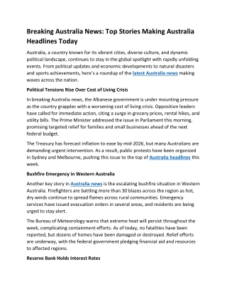 Breaking Australia News: Top Stories Making Australia Headlines Today