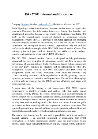 ISO 27001 internal auditor course