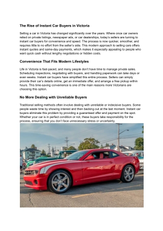 Why More Victorians Are Choosing Instant Car Buyers for Fast Cash Offers