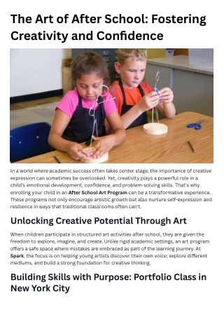 The Art of After School Fostering Creativity and Confidence