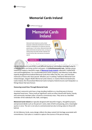 Memorial Cards Ireland