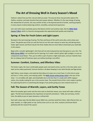 The Art of Dressing Well in Every Season’s Mood