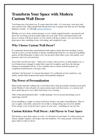 Transform Your Space with Modern Custom Wall Decor