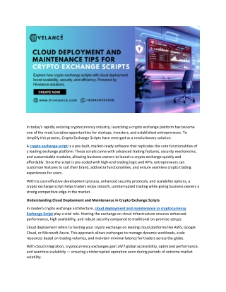 Cross Chain Crypto Exchange Scripts with Advanced Cloud Deployment Techniques