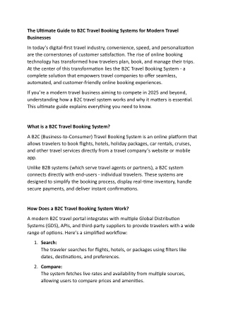 The Ultimate Guide to B2C Travel Booking Systems for Modern Travel Businesses