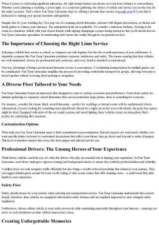 Fun Tyme Limousine: Making Special Occasions Even More Memorable