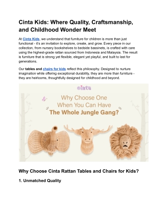 Cinta Kids: Where Quality, Craftsmanship, and Childhood Wonder Meet