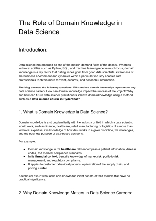 The Role of Domain Knowledge in Data Science