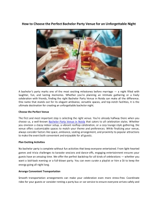 How to Choose the Perfect Bachelor Party Venue for an Unforgettable Night