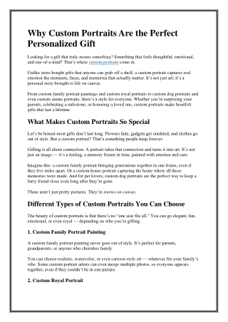 Why Custom Portraits Are the Perfect Personalized Gift