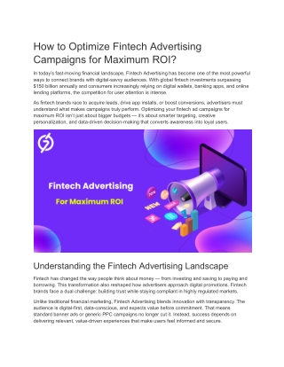 How to Optimize Fintech Advertising Campaigns for Maximum ROI_