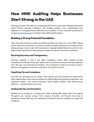 How MNK Auditing Helps Businesses Start Strong in the UAE