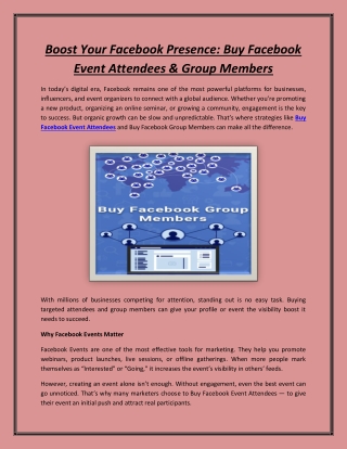 Boost Your Facebook Presence: Buy Facebook Event Attendees & Group Members
