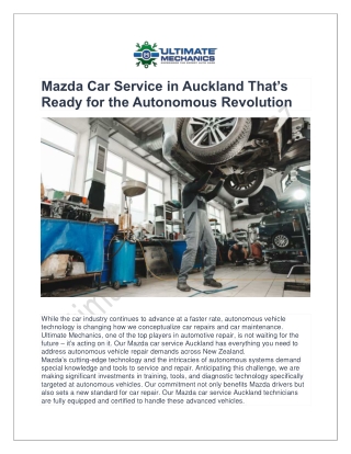 Mazda Car Service in Auckland That’s Ready for the Autonomous Revolution