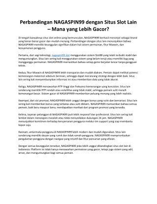 NAGASPIN99 | Brand Slot Gacor Terbaru & Slot88 Online Paling Populer Gampang Men