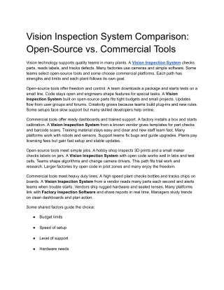 Vision Inspection System Comparison_ Open-Source vs. Commercial Tools