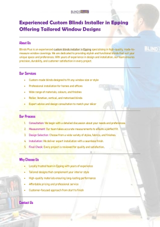 Experienced Custom Blinds Installer in Epping Offering Tailored Window Designs