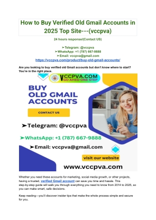 How to Buy Verified Old Gmail Accounts in 2025 Top Site---(vccpva)
