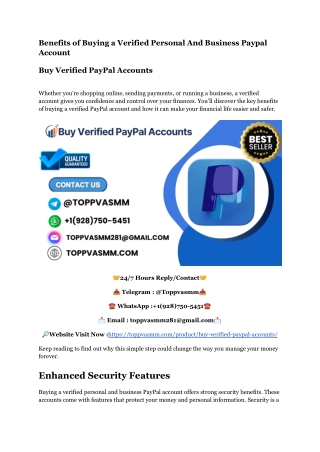 Benefits of Buying a Verified Personal And Business Paypal Account