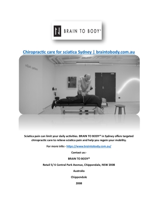 Chiropractic care for sciatica Sydney | braintobody.com.au