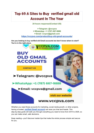 Top 69.6 Sites to Buy  verified gmail old Account In The Year