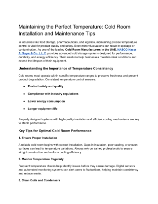 Maintaining the Perfect Temperature_ Cold Room Installation and Maintenance Tips