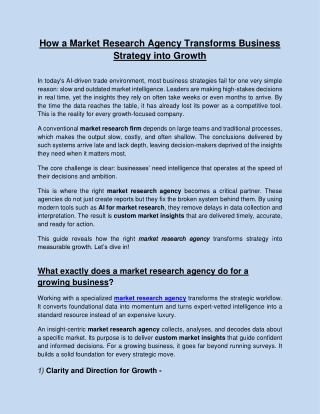How a Market Research Agency Transforms Business Strategy into Growth