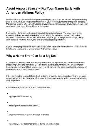 Avoid Airport Stress – Fix Your Name Early with American Airlines Policy
