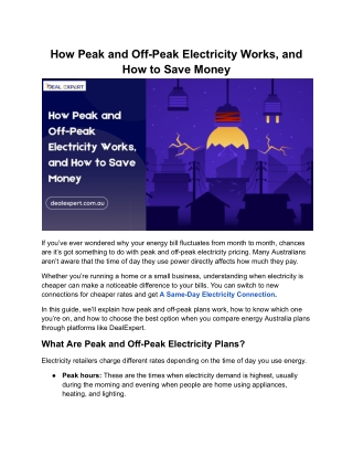 How Peak and Off-Peak Electricity Works, and How to Save Money