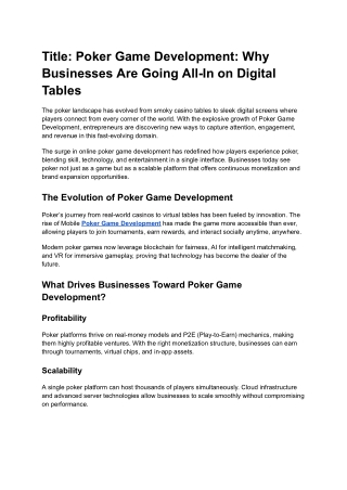 Poker Game Development_ Why Businesses Are Going All-In on Digital Tables