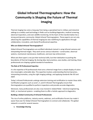 Global Infrared Thermographers_How the Community is Shaping the Future of Thermal Imaging
