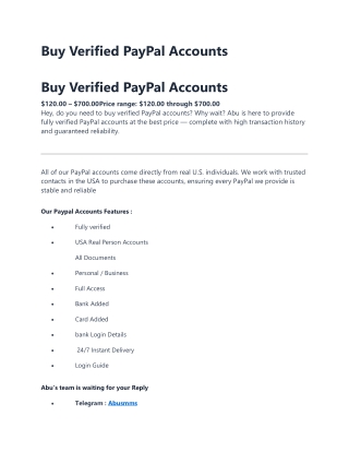 Buy Verified PayPal Accounts